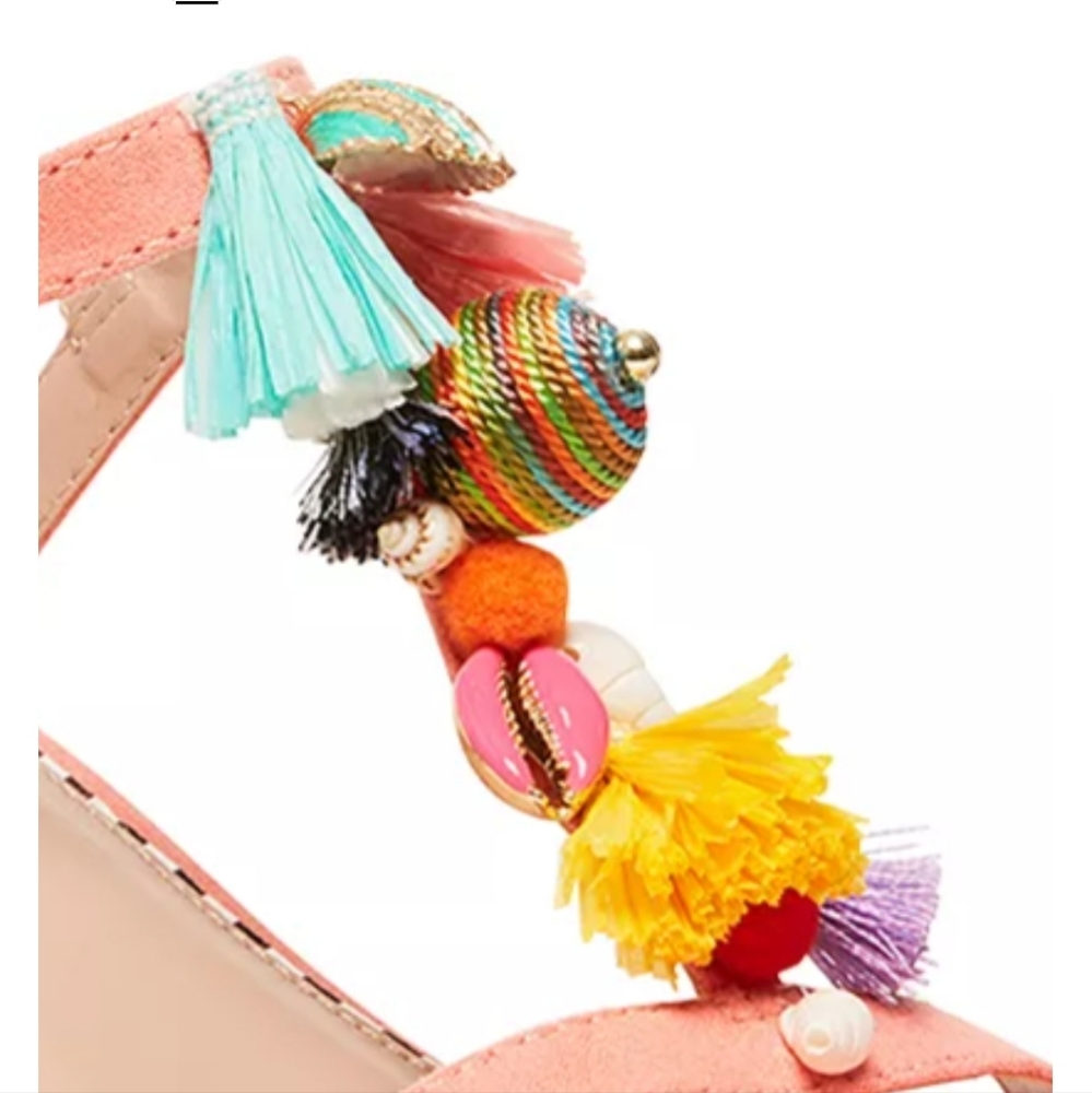 BETSEY JOHNSON DYNAH EMBELLISHED BLOCK HEEL SANDALS - Picture 2 of 12